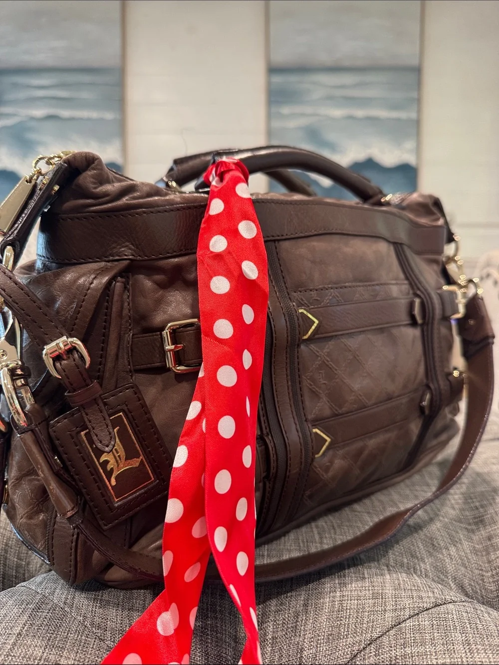 L.A.M.B. Bag Gwen Stefani LAMB Vintage Large Brown Leather Satchel
